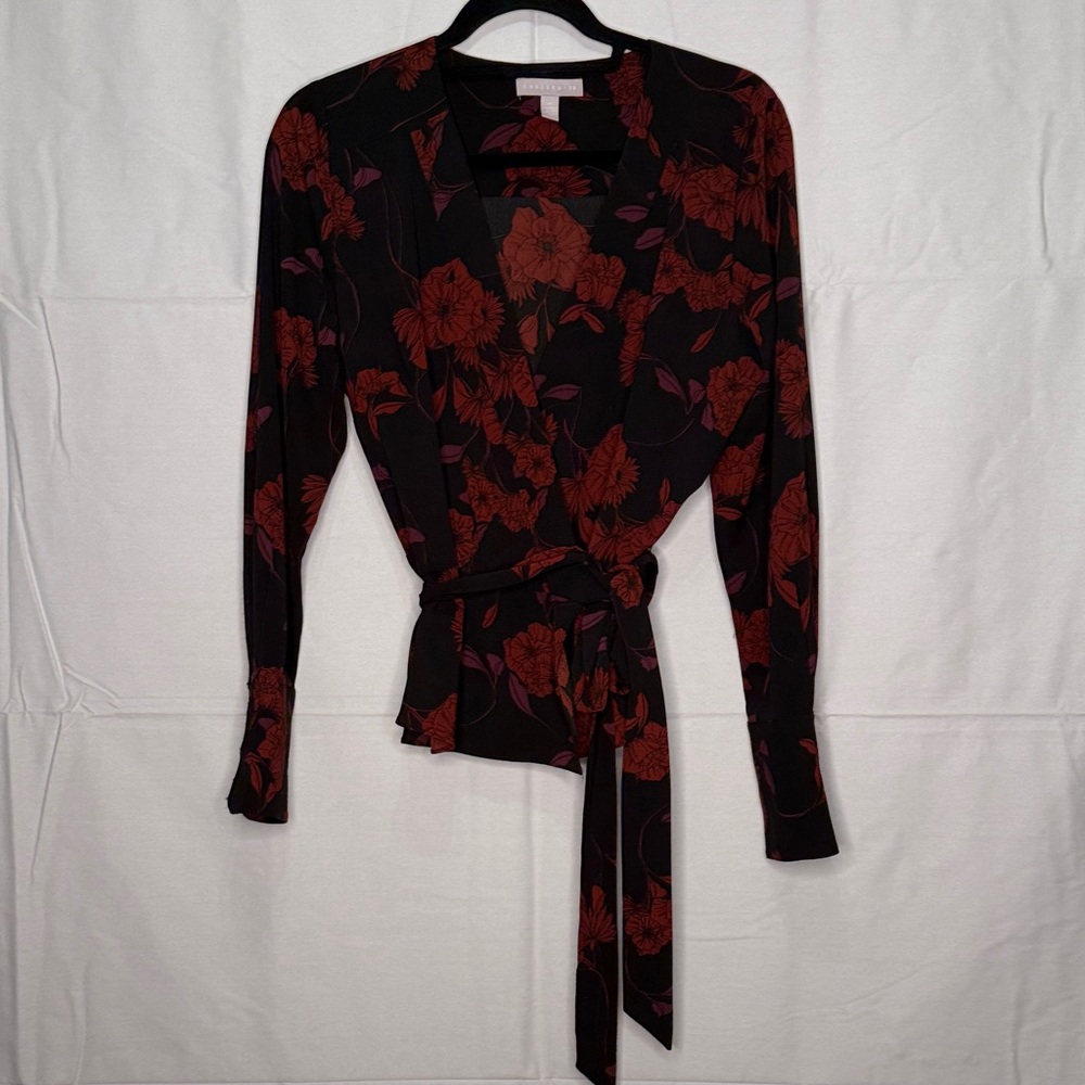 Chelsea28 Elegant Floral Wrap Blouse
